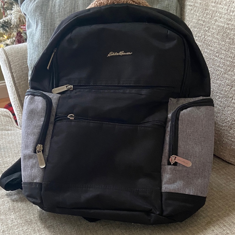 Eddie Bauer Black and Gray Diaper Bag